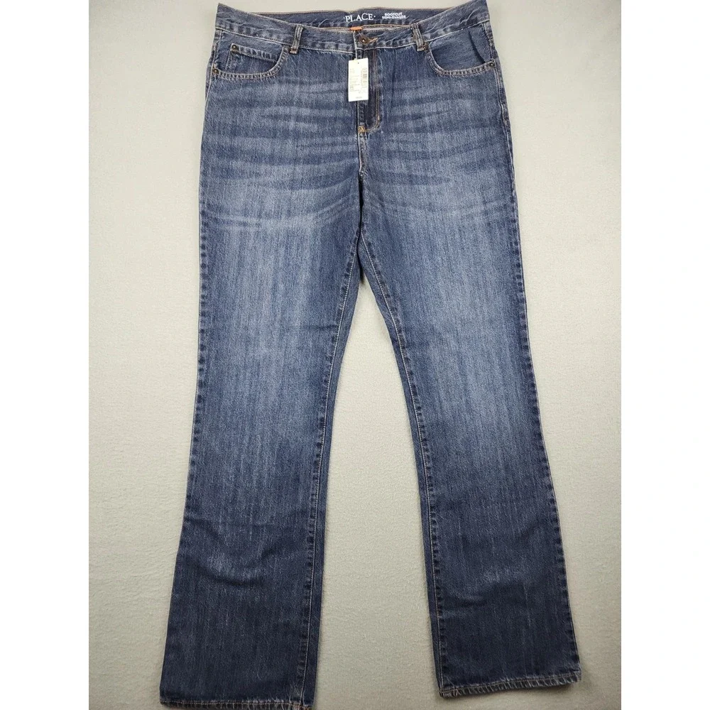 The Children's Place Jeans Boys 20 Husky Blue Bootcut Relaxed Denim NWT Casual